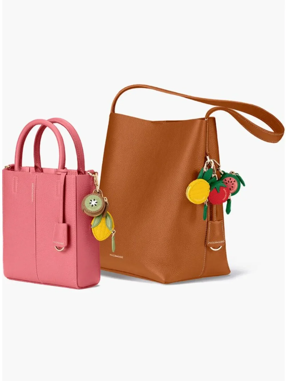 MAISON SABRE SABRÉMOJI Leather Watermelon Fruit Charm Round Keychain - Picture 5 of 5